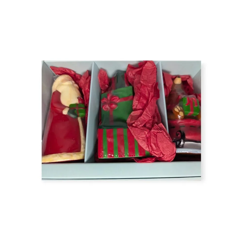 The White Barn Candle Co North Pole Figural Candle Trio-Santa, Presents, Snowman